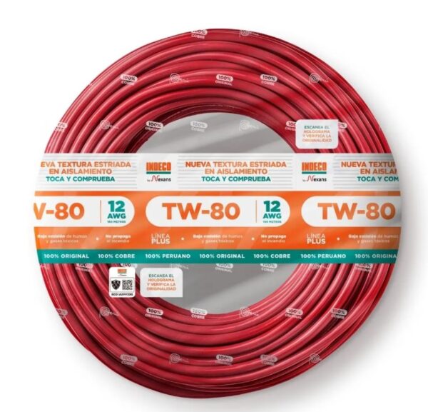 CABLE AWG N°12"X80°TW INDECO