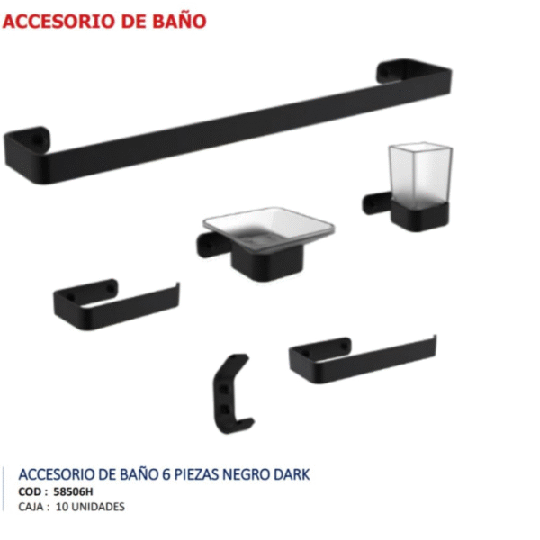 SET ACCESORIO 6 PIEZAS NEGRO DARK SEVILLA 58506H