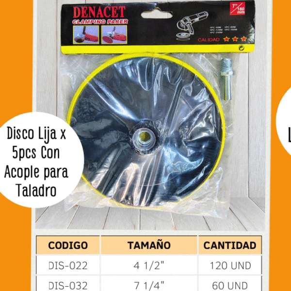 DISCO PULIDORA C/LIJAS 7" DENACET (60)