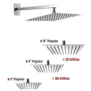 SALIDA DUCHA 8" CUADRADA CROM PESADO C/BRAZO CUADRADO  ECKOGRIF