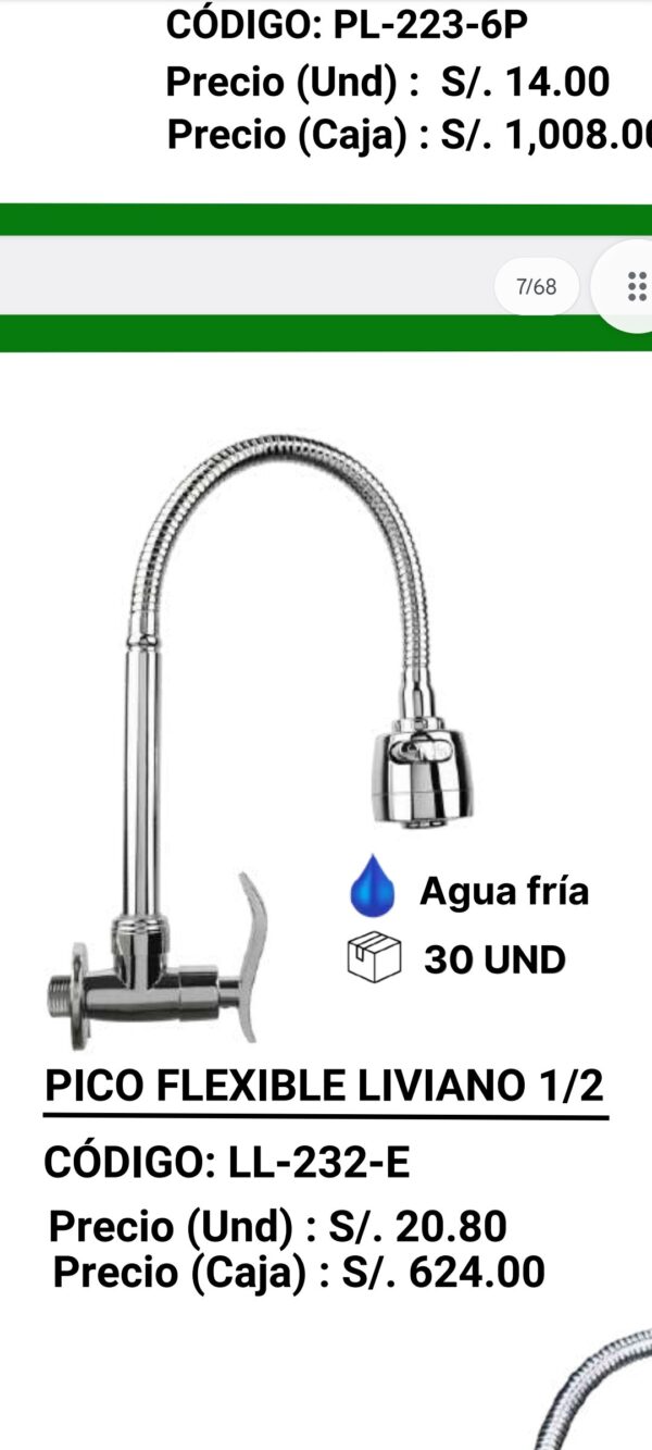 PICO GANSO FLEXIBLE PARED CROM FORTALY