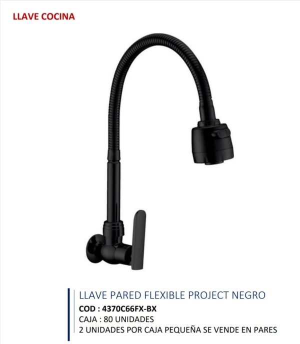 PICO FLEXIBLE PARED PROJET NEGRO SEVILLA 4370C66FXBK