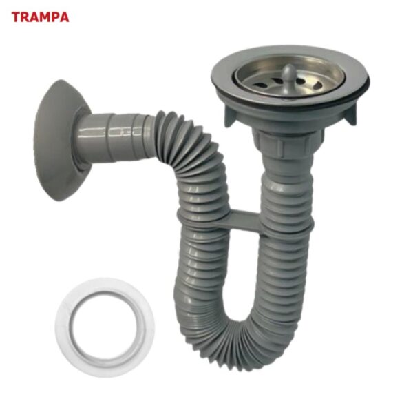 TRAMPA CORRUGADA GRIS C/DESAGUE 4" SEVILLA