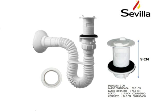 TRAMPA CORRUGADA 1 1/2- 1 1/4 C/DESAGUE SEVILLA