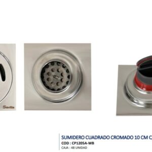SUMIDERO CUADRADO CROM.10CM C/CHEK SEVILLA